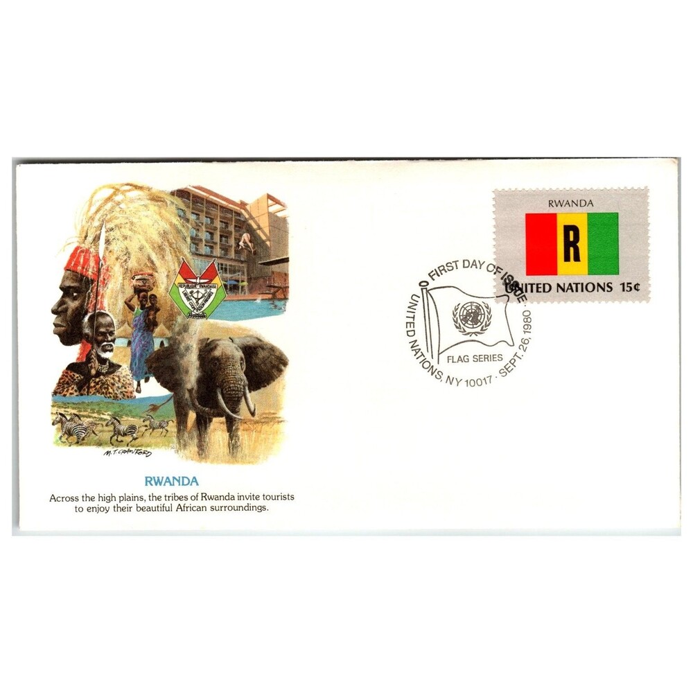 United Nations FDC 1980 Rwanda Flag Series First Day Cover